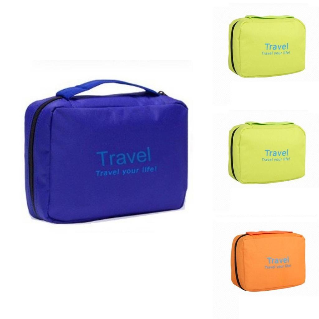 Spacious Travel Cosmetic Bag Cube Shaped High Density Oxford Cloth For Bathroom Bedroom