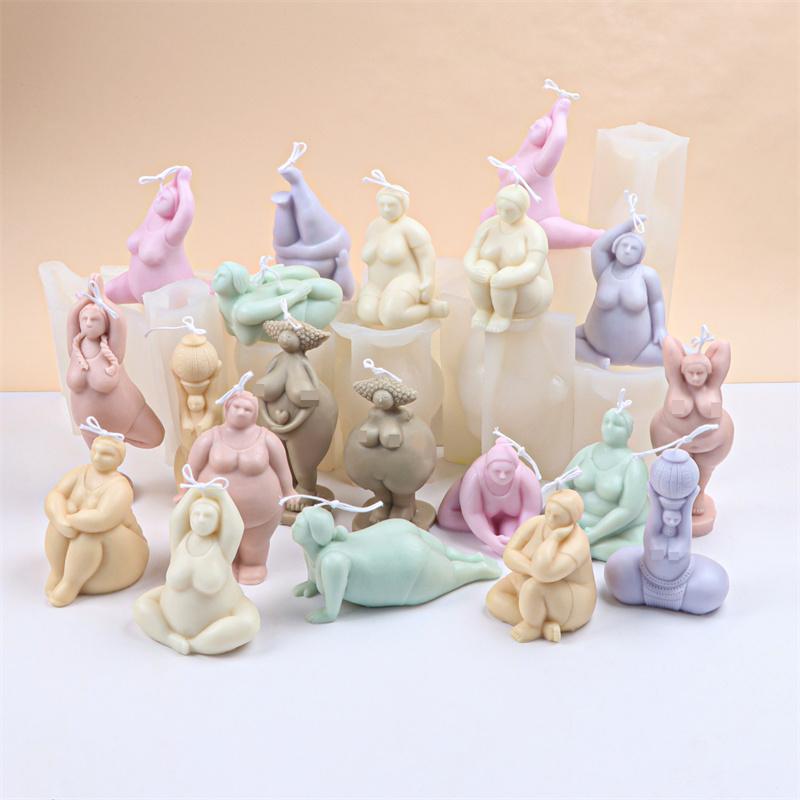 3D Damenkörperform Kerzenform Yogapose für handgemachte Seife Epoxidharz Polymer Clay DIY Duftgips Epoxidharz