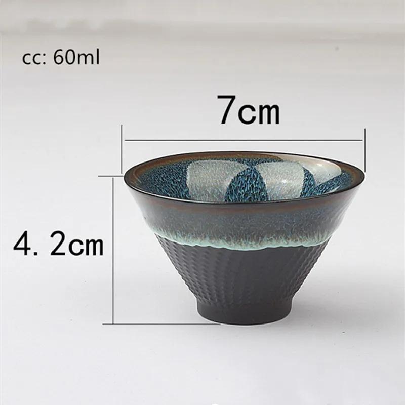 

6pcs/60ml Ru Kiln Porcelain Tea Cup Cone Master Cup Handmade Ceramic Tea Set Custom Beauty Teacup Travel Meditation Cup Teaware