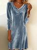 Elegantes Midi-Kleid aus Gold-Samt - Damen Herbst/Winter Kollektion 2025 mit Drapiertem Ausschnitt und Figurschmeichelndem Schnitt.