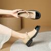 Q1-5 French Mary Jane Shoes Thick Heel Women's Shoes New Light Mouth Word with College Style Color Matching Thick Sole Medium Heel Single Shoes