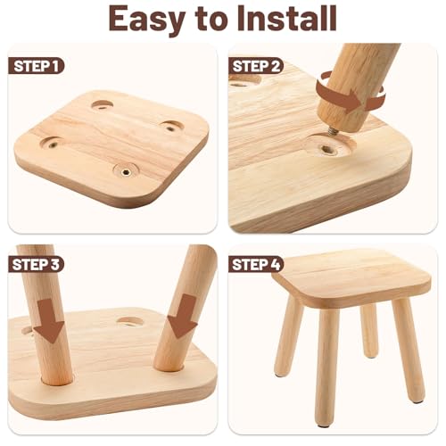 Pinyunxuan Small Wooden Chair, Children's Chair, Sensory Desk with Hand-Held Non-Slip Handle, Portable Square Bathroom Furniture Decoration, Size: 24c