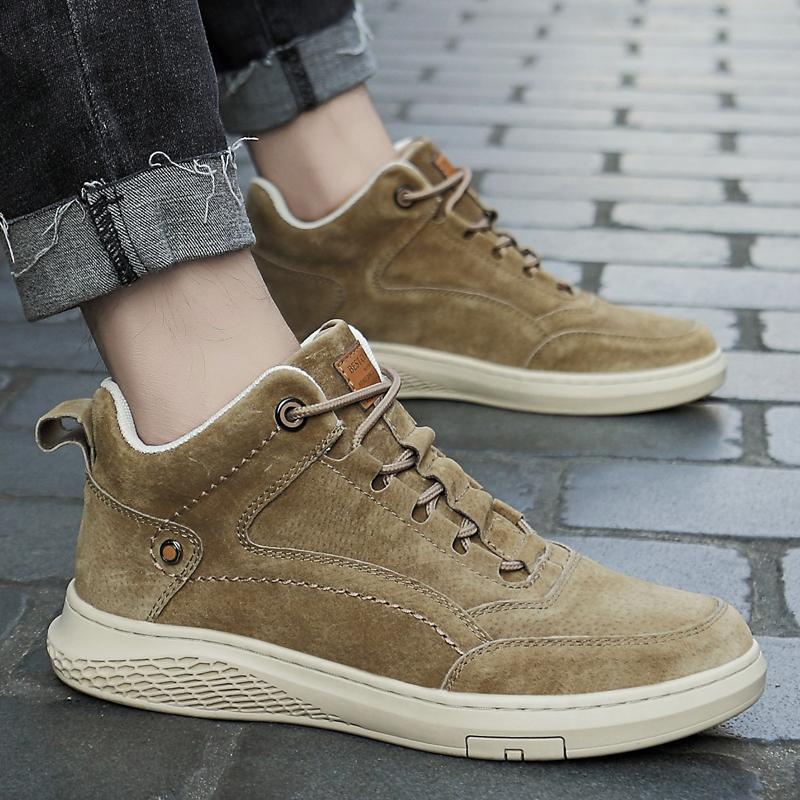 Fashion High quality Genuine Leather shoes man winter men Casual shoes fashion flats lace up fashion sneakers male footwear rubber shoes