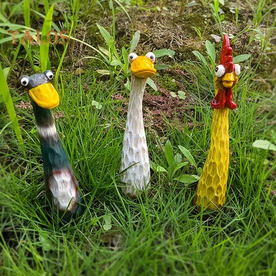 

Украшение из смолы утка мультяшная фигурка цыпленка с длинной шеей петух утка гусь садовая статуэтка для декора дворика на лужайке фермы A