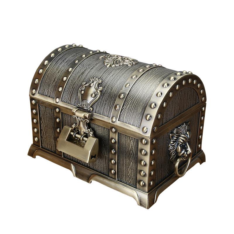 Scatola Portagioie Pirata Grande, Scatola Portagioie Matrimoniale Cinese Retro, Scatola Portaoggetti per Gioielli a Mano in Lega con Serratura