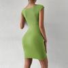 DAFIFY Women's Fashion Summer Spring Solid Color Print Sleeveless V-Neck High Waist Casual Dresses