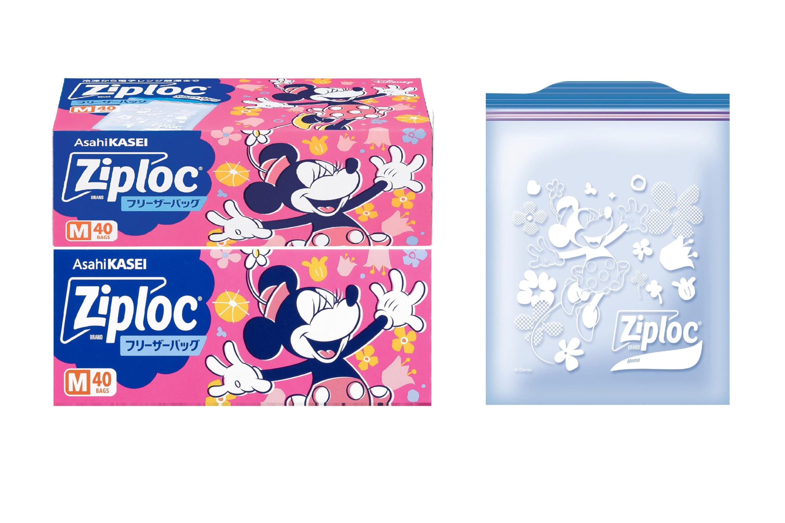

Ziploc [Limited Edition] Ziploc Freezer Bags, Medium, 40 count x 2 packs, Minnie Mouse