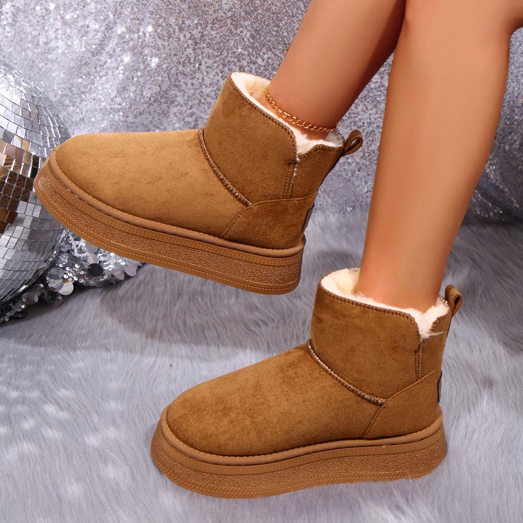 Fashion Women Boots Designer Casual Flat Shoes Women 2025 New Retro Plush Thick Warm Snow Boots Winter Luxury Brand Women Ankle Boots