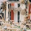 2 Panels 29.53 X 236.22 In Party Decor Fabric Stretch Yarn Ceremony Hanging Cloth  Aisle Layout