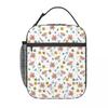 Flowers And Bee Pattern Insulated Lunch Bag for Women Children Leakproof Food Boxes Thermal Lunch Box Tote