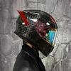 Motorcycle Helmet: Made of Carbon Fiber, Large Tail with Night Vision Lens, Full Coverage Motorcycle Helmet