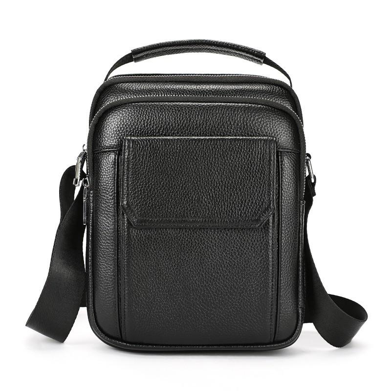 Top Layer Cowhide Fashionable Shoulder Bag Men s Casual Crossbody Portable Leather