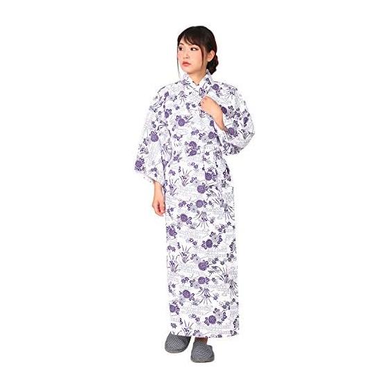 Nanase Wazarashi White Base Purple M Size Gauze Nightgown Women s Double Layer 100% Cotton Sleepwear Pajamas Yukata Ryokan Care Female Ladies