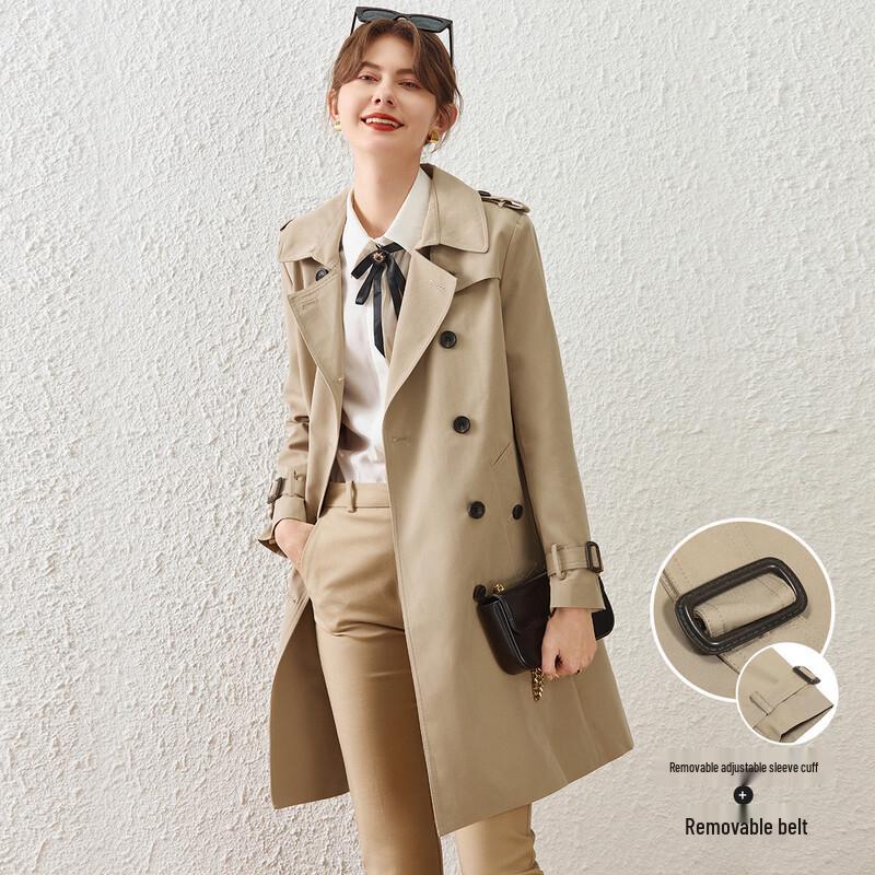 Elegant British Style Double-Breasted Trench Coat M