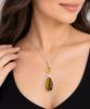 Tiger Eye & Citrine Gemstone 925 Sterling Silver Plated Teardrop Pendant Necklace for Women