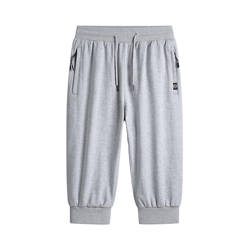 Summer Cotton Cropped Pants Men's Summer Thin Section Drawstring Feet Plus Size Shorts Loose Plus Casual Sports Pants