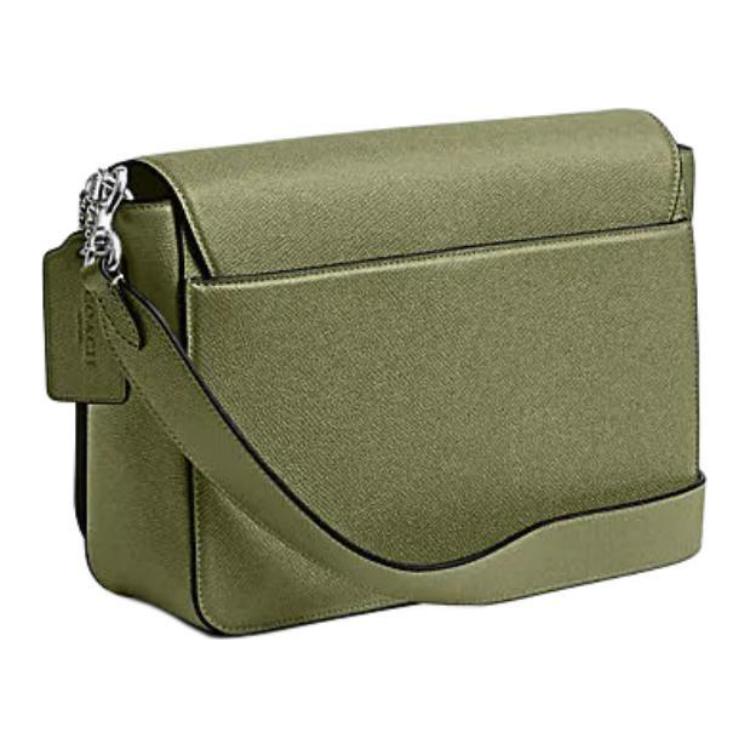 Coach 26 Solid Color Letter Logo Leather And PVC Messenger Bag Men Messenger Bag Moss-Green CJ843-MOS