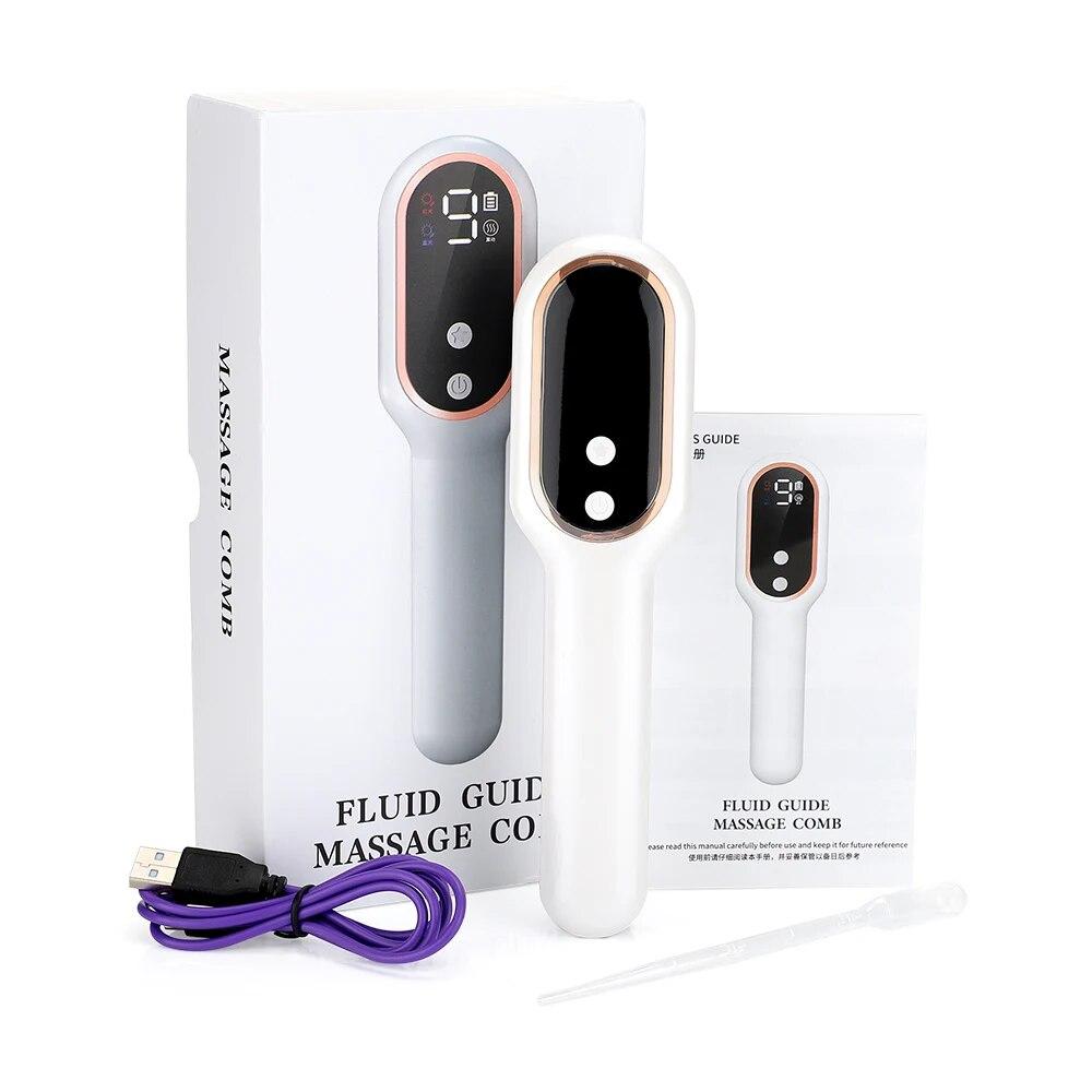 

9 уровней электрическая массажная расческа с синим и красным светом, массажер для кожи головы и головы, беспроводной инфракрасный луч, массажная расческа, спрей для роста волос, уход за волосами CN белый