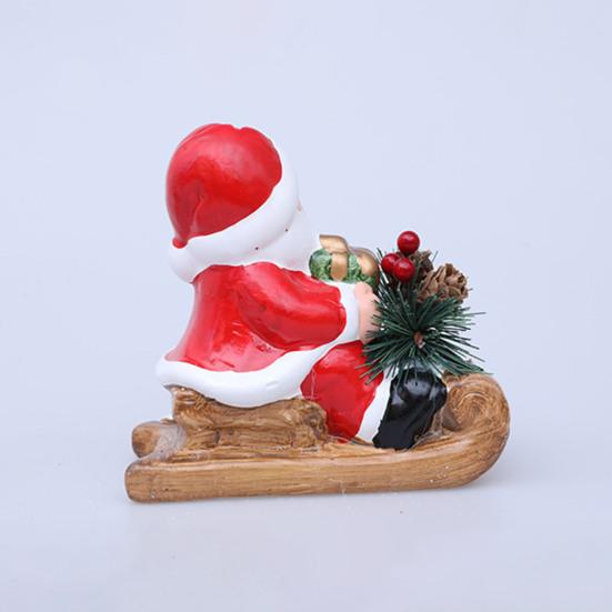 Santa Sleigh Figurine Light Up Ceramic Santa Claus Statue LED