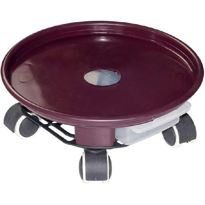 

14 Plant Pallet Caddy with Wheels,Round Flower Pot Mover,Rolling Planter Dolly on Wheels with Transparent Drawer Outdoor Planter Trolley Tray Coaster Wine Red-11.8