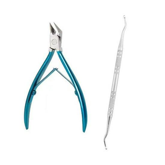 

Набор из кусачек и ножниц для кутикулы из нержавеющей стали цвета «павлиний синий» Blue model + nail remover синий