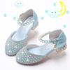 Girls' Crystal Shoes New Spring and Autumn Blue Princess Shoes Shiny Small High Heels Stylish Soft Sole Single Shoes