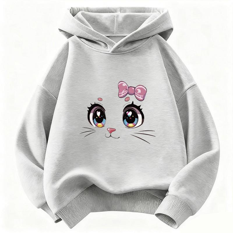 Cartoon Cat Meme Printed Hoodie Kids Cat Children's Sweatshirt Cute Sweet Hoody Girls Autumn Winter Casual Hoodies