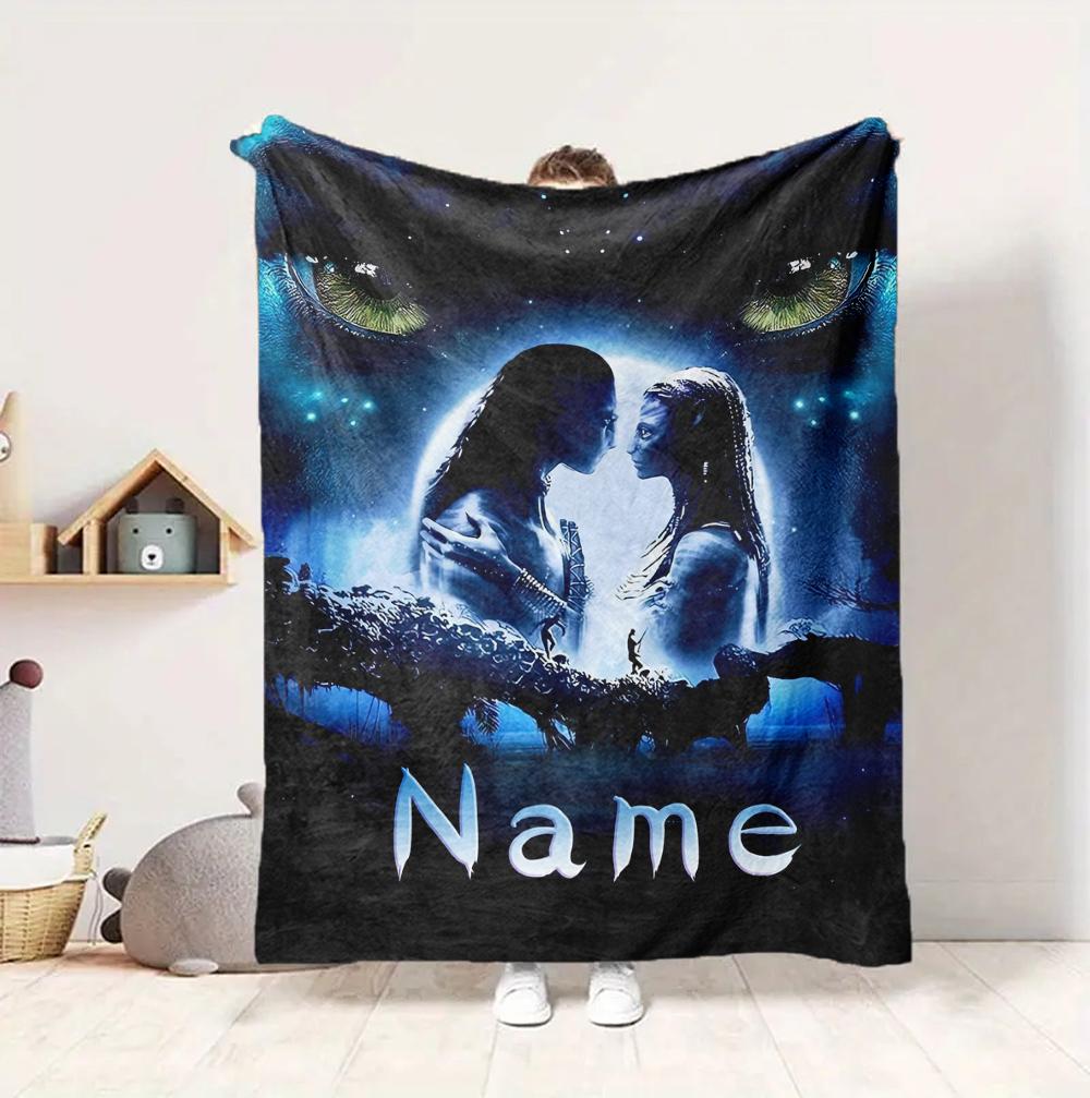 Custom Name Avatar World Flannel Blanket Throw Blanket Soft Warm Sofa Bed Decor Unique Gift