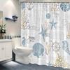 Ocean style shower curtain waterproof and moisture-proof bathroom curtain exquisite shell and starfish pattern, machine washable