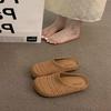 French niche hand-woven hollow breathable bag head half slippers women's summer wear Roman style thick-soled Boken shoes