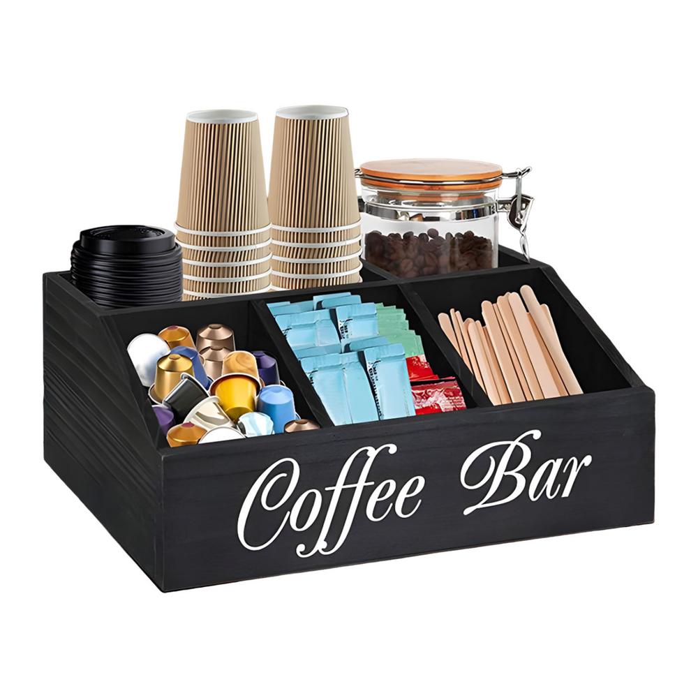Countertop Coffee Bar Organizer Coffee Basket Holder Wood Coffee Pods Holder Storage Basket For Offices Coffee Bar 4590₽
