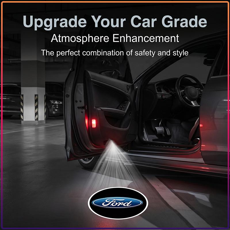 2pcs/Set Welcome LED Light Car Door Badge Wireless HD Projector Lamp For Ford Raptor Fiesta Focus 2 3 4 Mondeo Ecosport Mustang Fusion