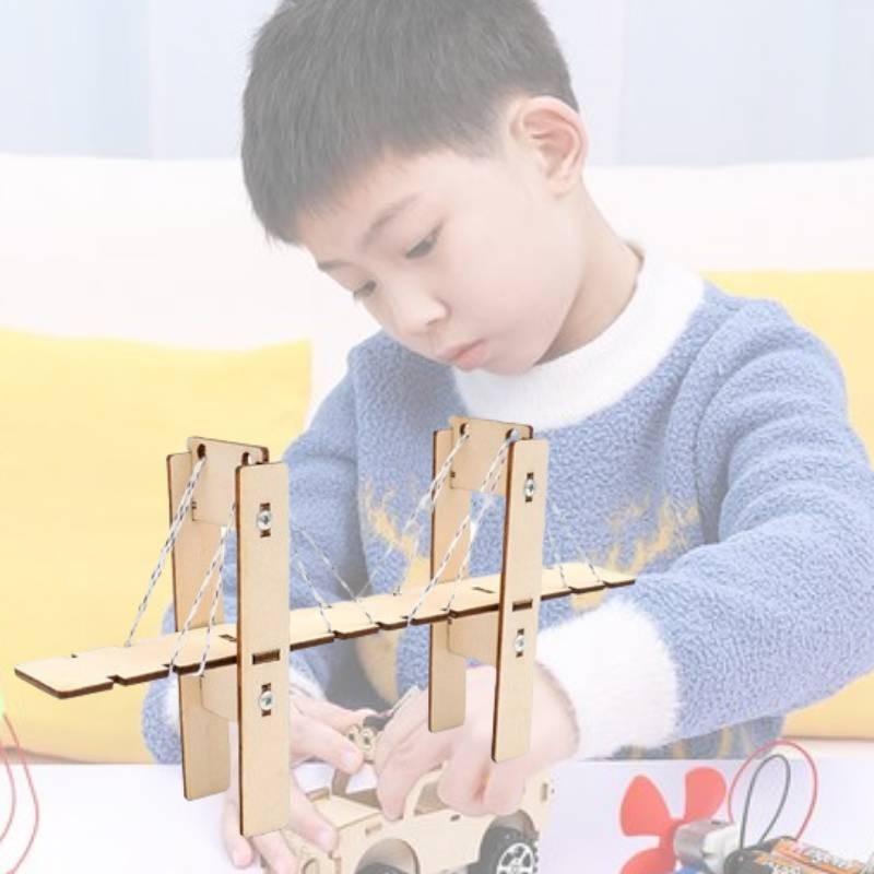 Kindergarten Students Wooden Assembled Cable-stayed Bridge Handmade Kit Cognitive Educational Toy Wholesale