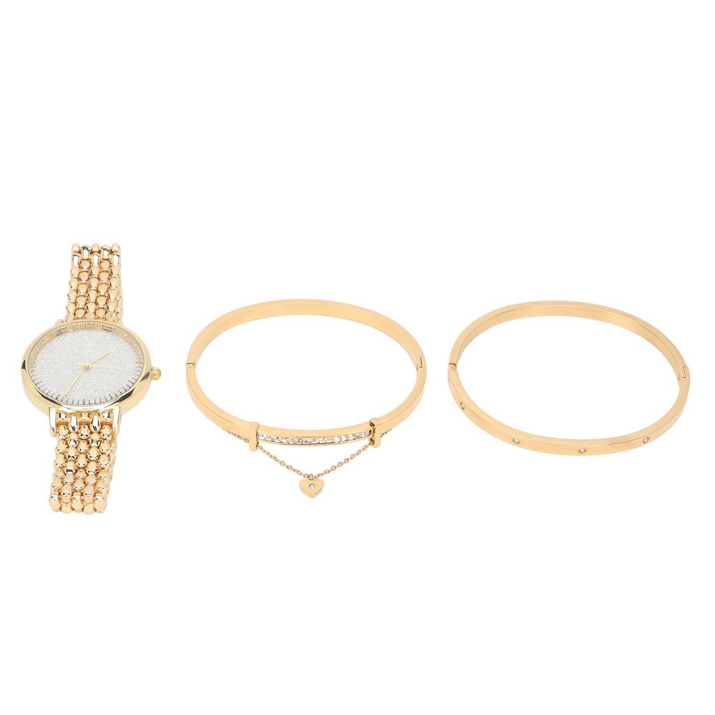 3ks Dámský Hodinky Náramek Set Gillter Elegantní Hypoalergenní Vodotěsné Křemenné Hodinky Náramek Set