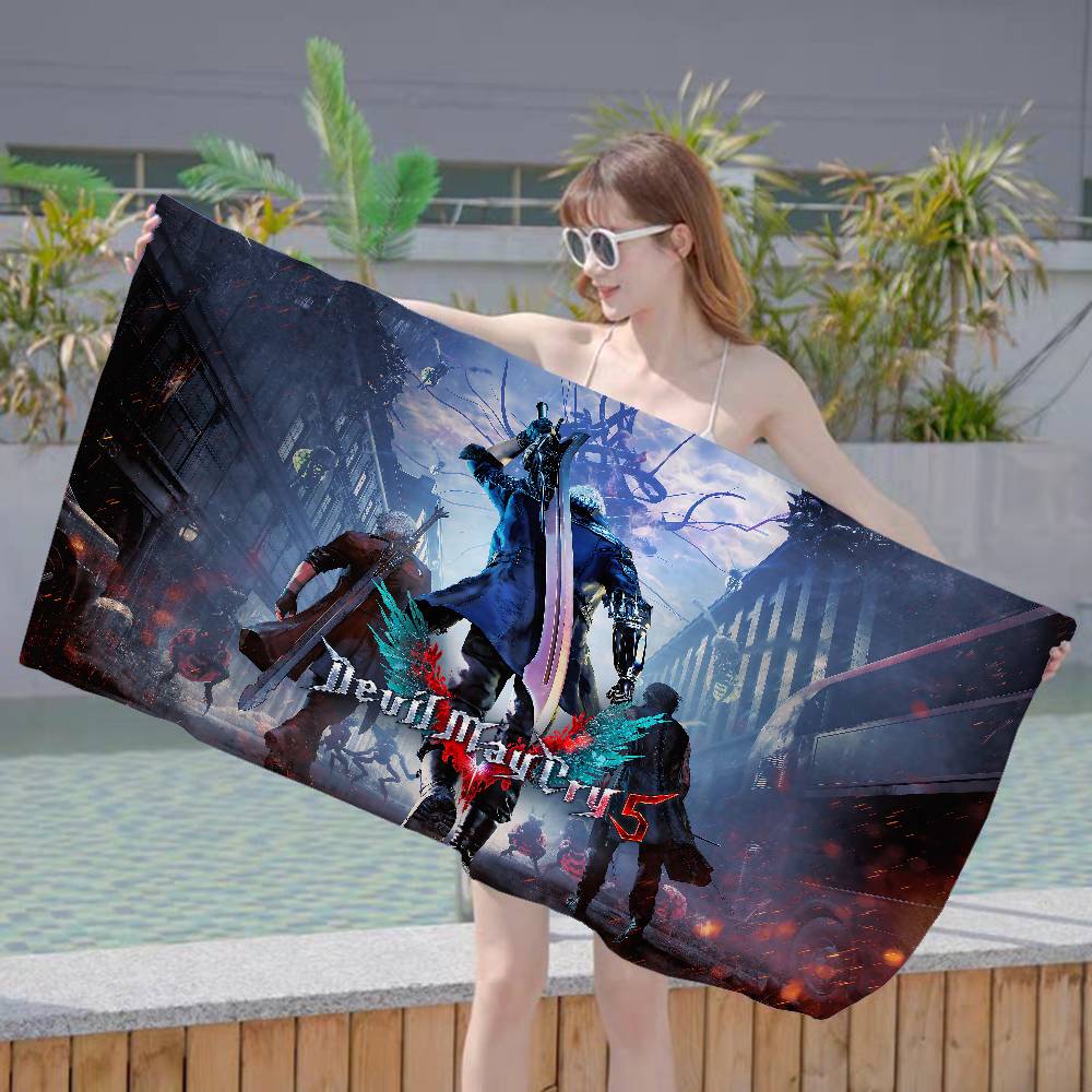 Game D-Devil M-May C-Cry Microfiber Printed Beach Towel Mountain Climbing Yoga Beach Swimming Running Absorbent Soft Towel