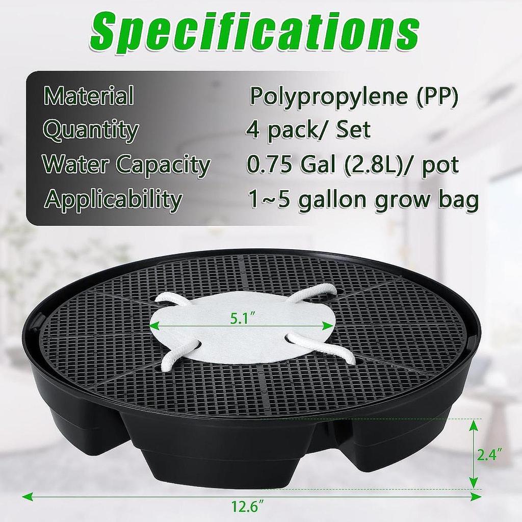 4x Self Watering Pot Base Stand, Greenhouse Gardening Balcony Fabric Plant Tray