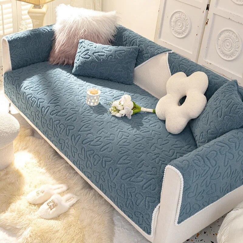 

Толстая подушка для дивана из овечьей шерсти, зимний теплый чехол для дивана, плюшевый нескользящий чехол для дивана для гостиной, тканевое полотенце, дышащее, удобное 70x70cm 1pcs
