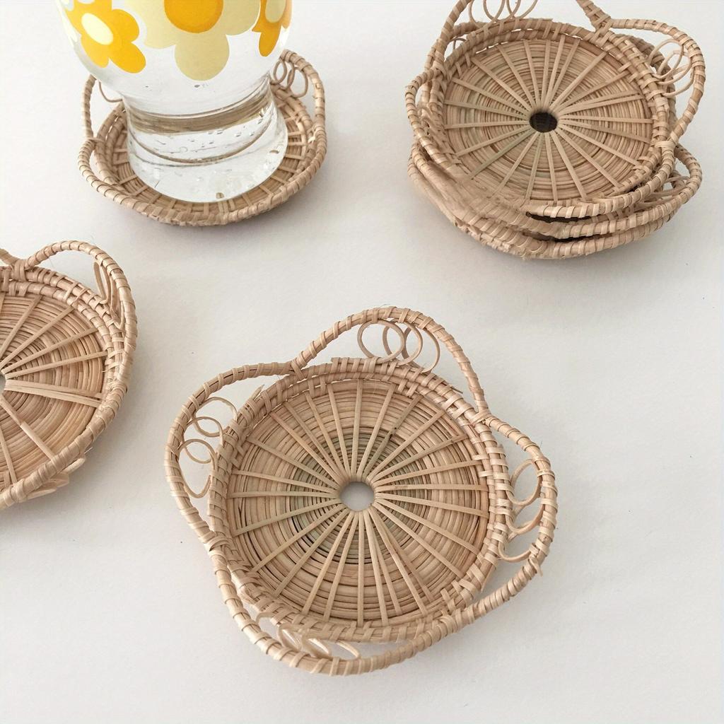 Rattan Oval Storage Basket Snack Fruit Food Serving Tray Bread Basket Knife Fork Chopsticks Display Plate Kitchen Decoration