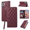 For Samsung Galaxy S25+/S24+ Case RFID Blocking Wallet Stand Rhombus Leather Phone Cover with Wrist Strap