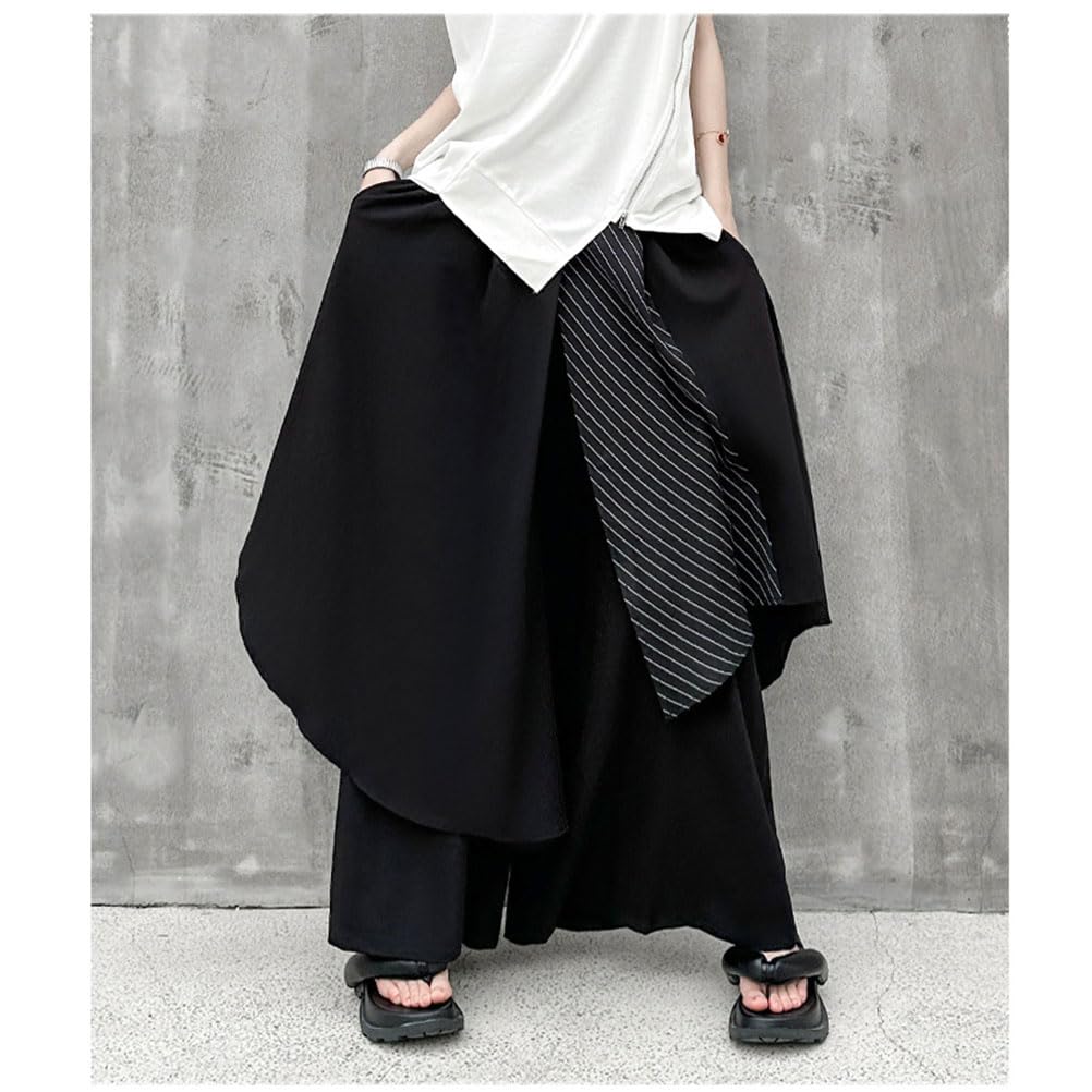 Morino Long Layered Skirt Pants for Men and Hakama Gaucho Street Black Wide-leg Pants, Women, Pants, Pants, Unique, Fashionable, Style,