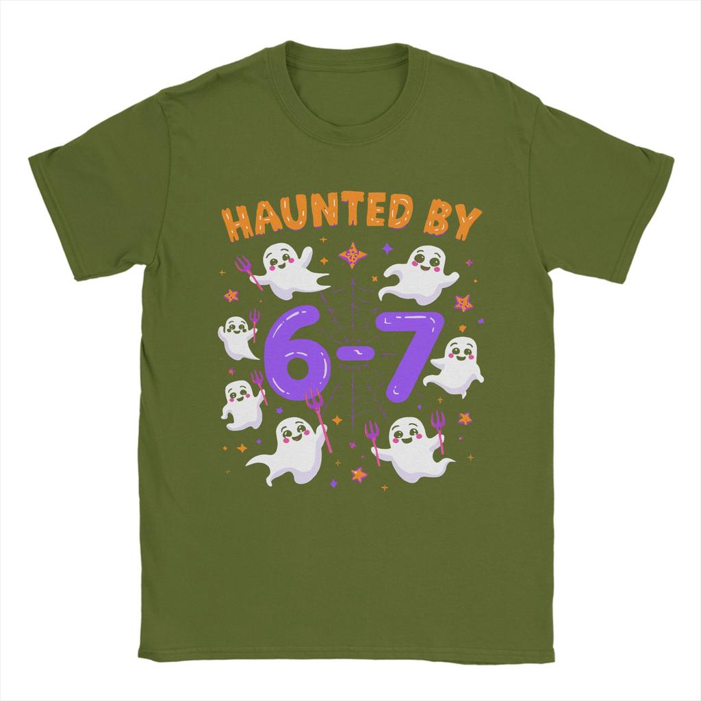 Haunted by 6-7 T-Shirt Summer Halloween 2025 Cotton T Shirts For Men Hip Hop Custom DIY Tee Shirt Short-Sleeve Awesome Clothes