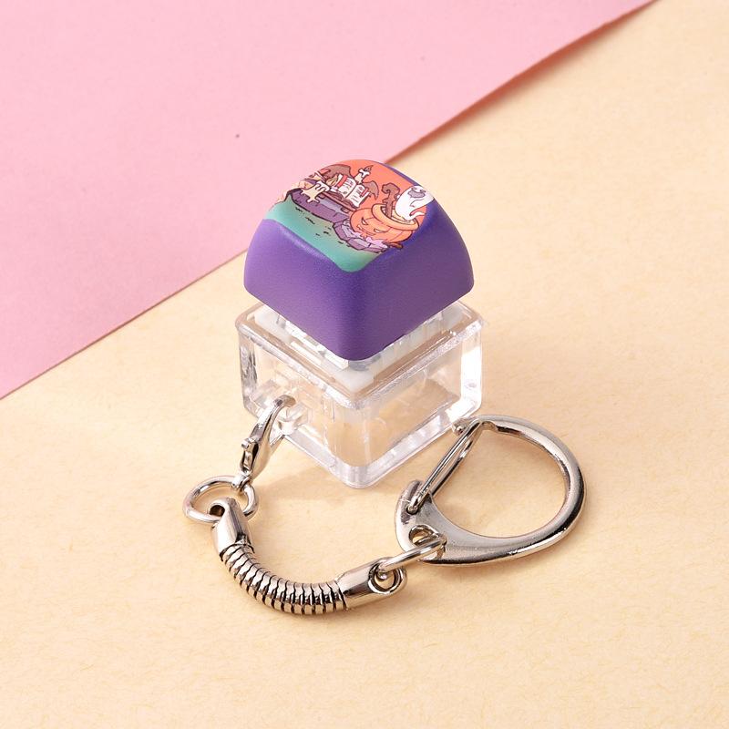 Halloween Mechanical Keycap Keychain, Portable Fidget Finger Toy Pressable Button for Office Travel Anxiety Relief Party Favor