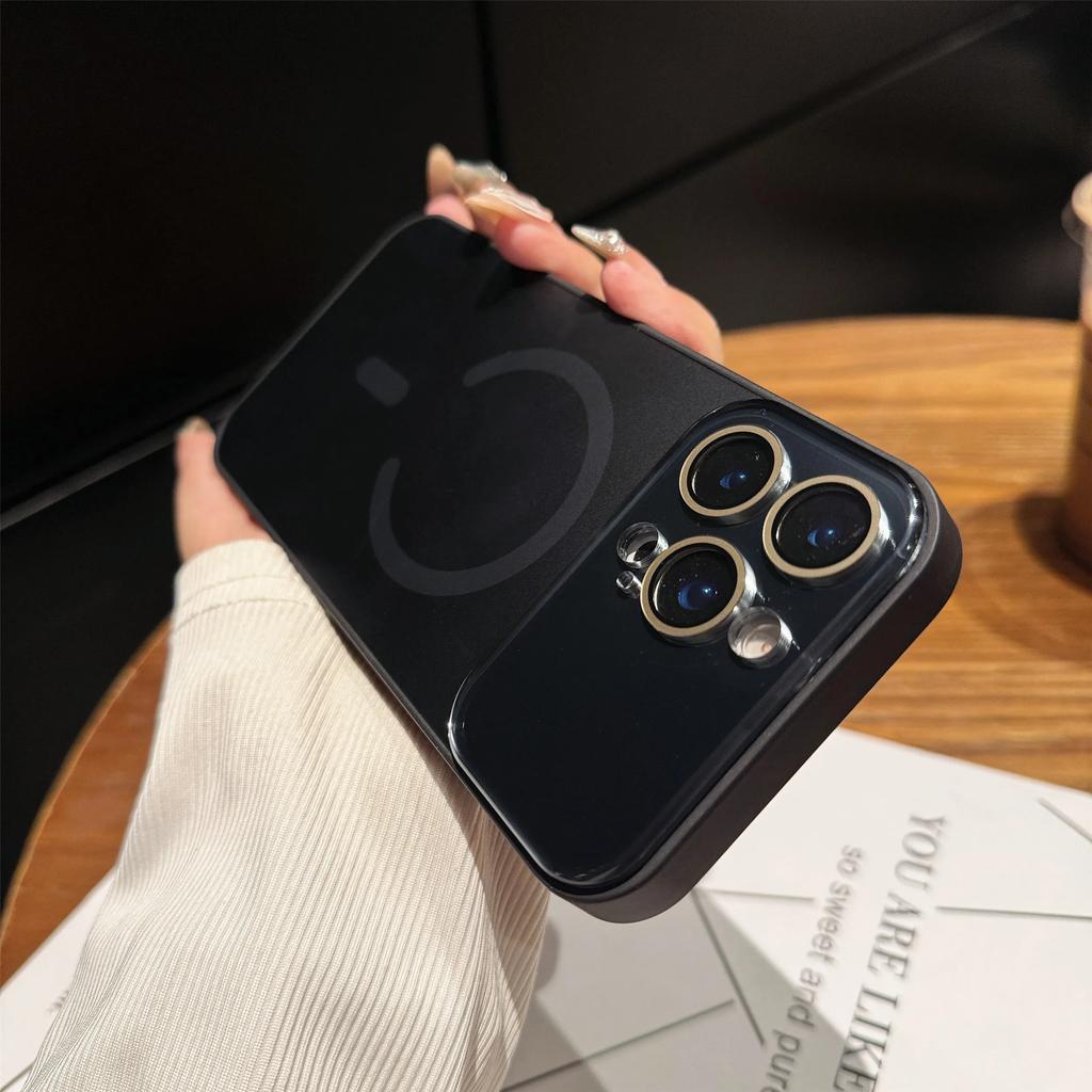 Luxury Matte Glass Lens Camera Protector Phone Case for IPhone 17 Pro Max 17Air 16 15 14 13 12 Magnetic Wireless Charger Cover