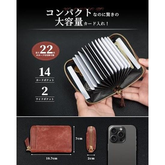 Kawaoto Card Case Men Large Capacity Holder Skimming Prevention Genuine Leather Pueblo Holds Up 22 Cards Made Japan Credit Simple Wide Pocket Coin