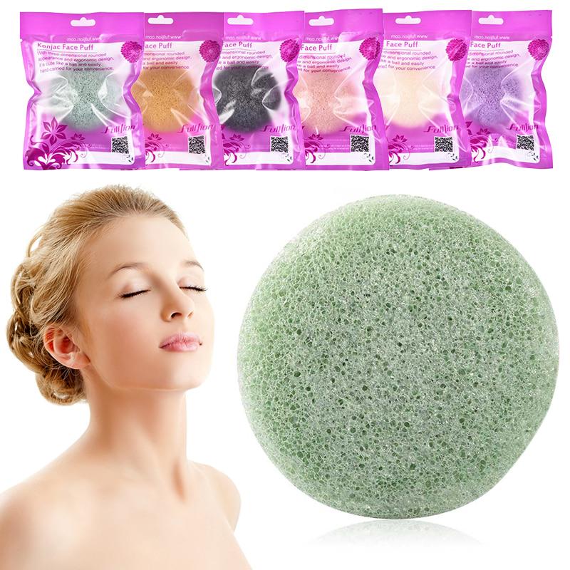 1PCS 6 Natural Colors Konjac Sponge Cosmetic Puff Sponge Face Cleaning Wash Care Powder Makeup Tools