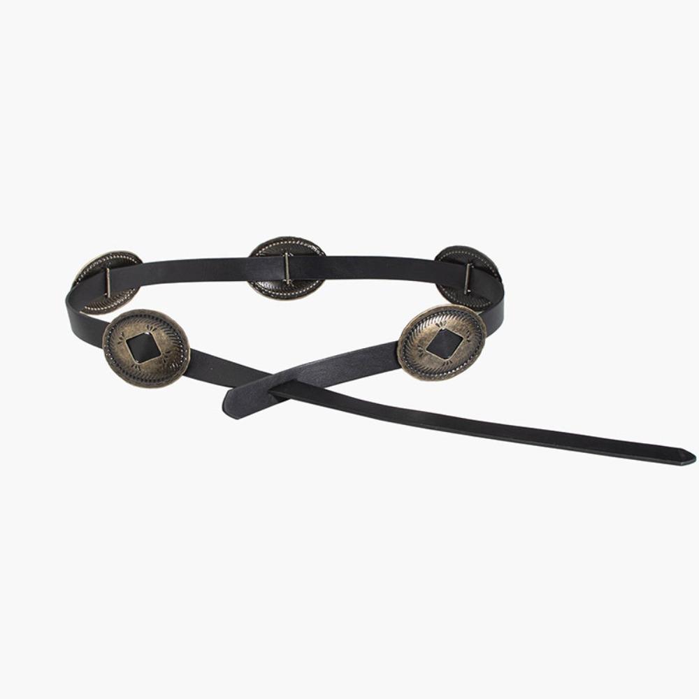 Thin Width Women's Belt Versatile Design Retro Black Belt Fashionable Fashion Belt Daily Wear