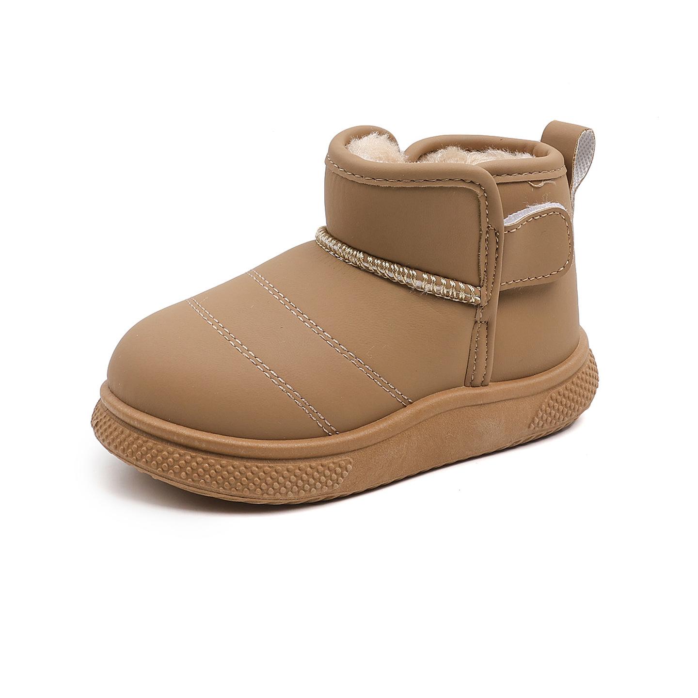 

Детские зимние ботинки 2025 года, новые зимние короткие ботинки для мальчиков, детская теплая хлопковая обувь с толстой подкладкой, хлопковые ботинки для девочек 21-26 6 pairs in one hand коричневый