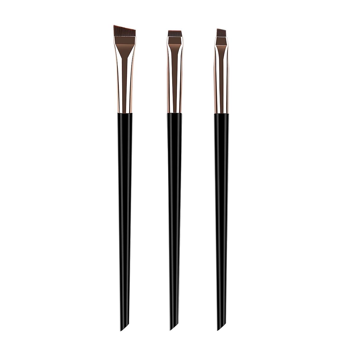 3-Piece Makeup Brush Set: Sickle-Shaped Eyeliner Brush, Fine Angled Eyebrow Brush, Eyeliner Brush, Ultra-Fine Eyeshadow Brush