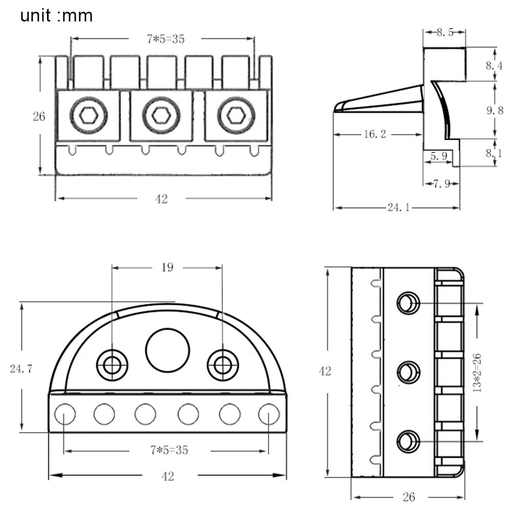 42mm 6-String Headless Electric Guitar String Locking Nuts Set 2 Wrench 2 Screw String Lock Nuts Musical Instrument Accessory