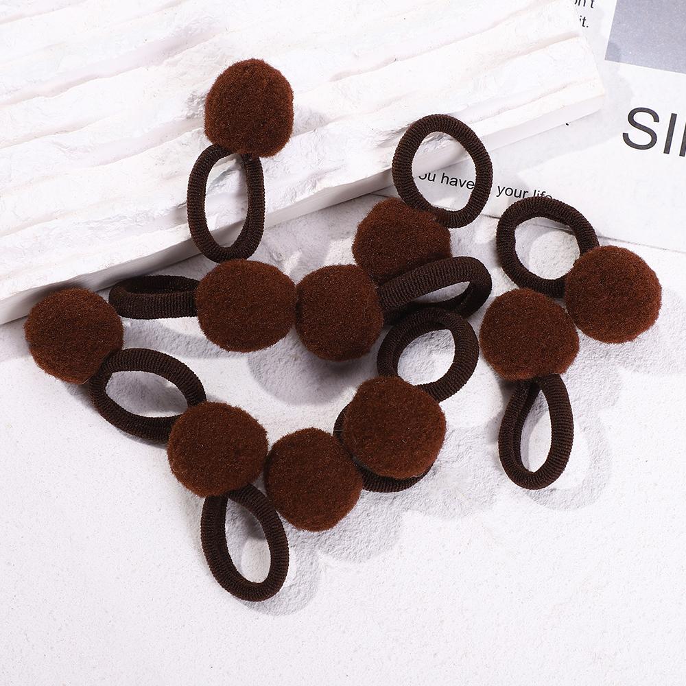 10pcs Kids Elastic Hair Bands Plush Ball Rubber Band For Children Girls Sweets Scrunchie Hair Ties Clip Baby Hair Accessories